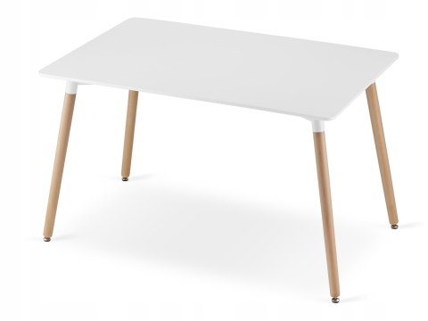 Zestaw Stół ADRIA 120cm x 80cm - biały + 4 krzesła WAT szare / nogi naturalne