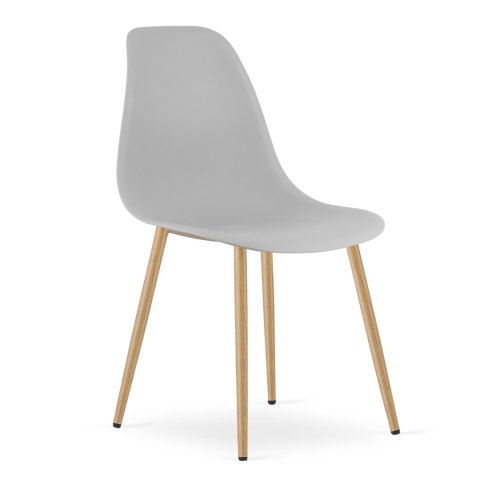 Zestaw Stół KAMI Okrągły 60cm - biały / naturalne nogi + 2 krzesła WAT szare / nogi naturalne