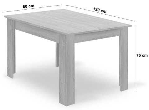 Zestaw Stół NP 120x80cm Dąb Sonoma + 4 krzesła WAT szare / nogi naturalne