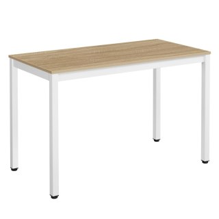 Zestaw Stół TESSA 120cm x 60cm - dąb / białe nogi + 4 krzesła WAT szare / nogi naturalne