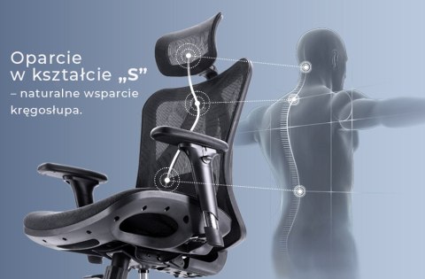 Fotel ergonomiczny ANGEL biurowy obrotowy kalistO Grafitowy