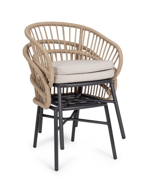 BIZZOTTO krzesło ogrodowe ODIVELAS beżowe