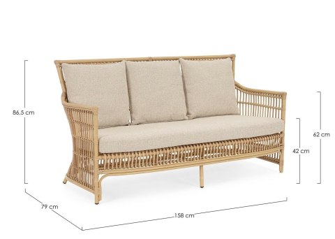 BIZZOTTO sofa 3-osobowa ogrodowa ADELMA naturalna