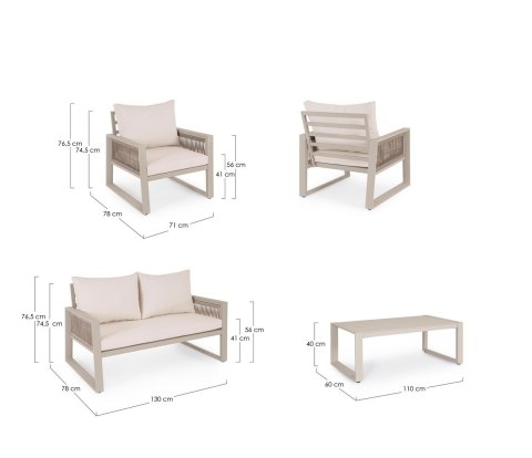 Bizzotto BIZZOTTO zestaw ogrodowy CAPTIVA beżowy