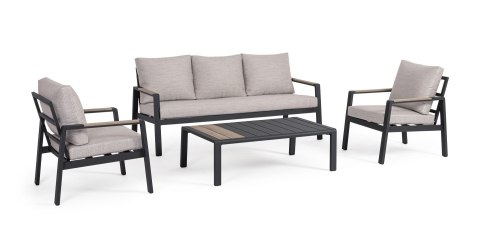 BIZZOTTO zestaw ogrodowy ELNA antracyt / beż