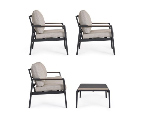 BIZZOTTO zestaw ogrodowy ELNA antracyt / beż