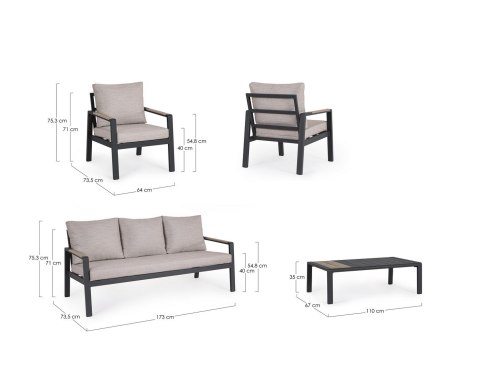 BIZZOTTO zestaw ogrodowy ELNA antracyt / beż