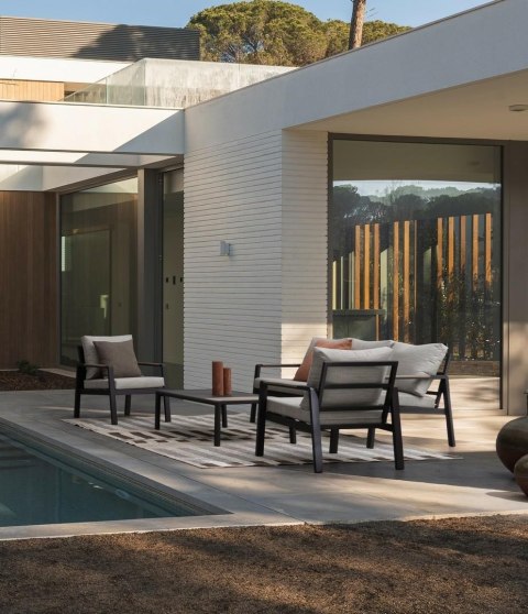 BIZZOTTO zestaw ogrodowy ELNA antracyt / beż