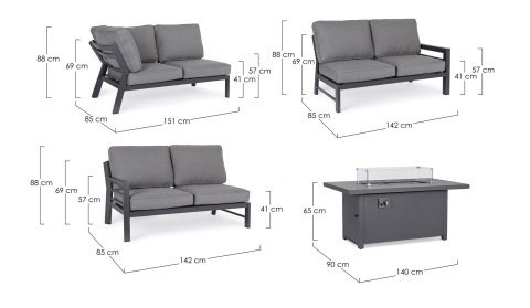 Bizzotto BIZZOTTO zestaw ogrodowy HENDRIX szary