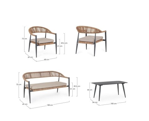 Bizzotto BIZZOTTO zestaw ogrodowy JANDIA szary / beż