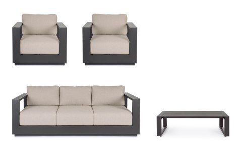 BIZZOTTO zestaw ogrodowy MOSES antracyt / beż