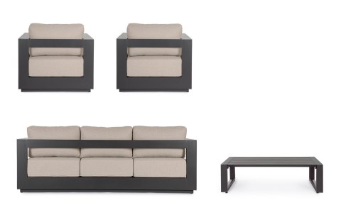 BIZZOTTO zestaw ogrodowy MOSES antracyt / beż