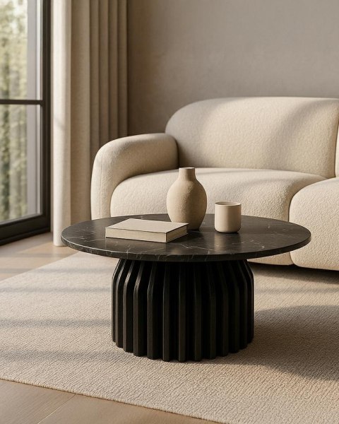 MaMaison MaMaison stolik kawowy LEVANTE 75 czarny marmur / drewno