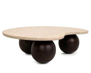 MaMaison stolik kawowy ORGANIC trawertyn / drewno