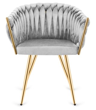 Krzesło plecione Lugano fotel TRECCIA GREY VELVET GOLD II GATUNEK
