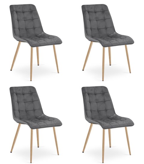 Krzesło SPLIT - aksamit szary ciemny / nogi dąb x 4