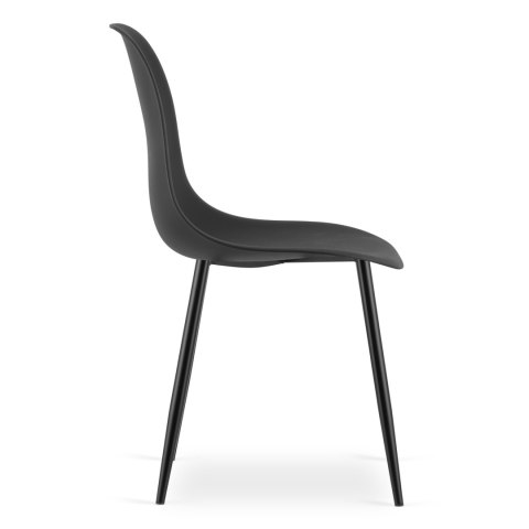 Zestaw Stół TESSA 120cm x 60cm - czarny / czarne nogi + 4 krzesła WAT czarne / nogi czarne