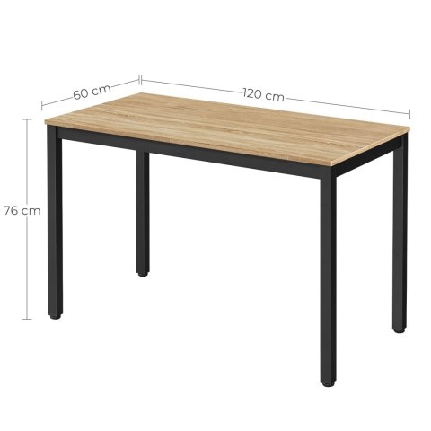 Zestaw Stół TESSA 120cm x 60cm - dąb sonoma / czarne nogi + 4 krzesła WAT czarne / nogi czarne