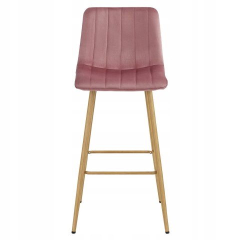 Hoker POZZA - aksamit róż ciemny / nogi dąb x 2