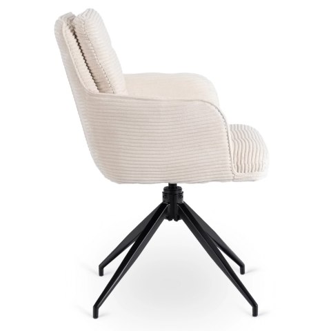 Zestaw Stół HAMPTON 160-240 cm Orzech/Czarny i 4 Krzesła AKITA Kremowe