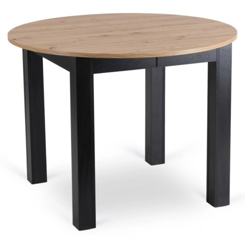 Zestaw Stół HARRY 102-142 cm Dąb Artisan/Czarny i 4 Krzesła BARI Czarne
