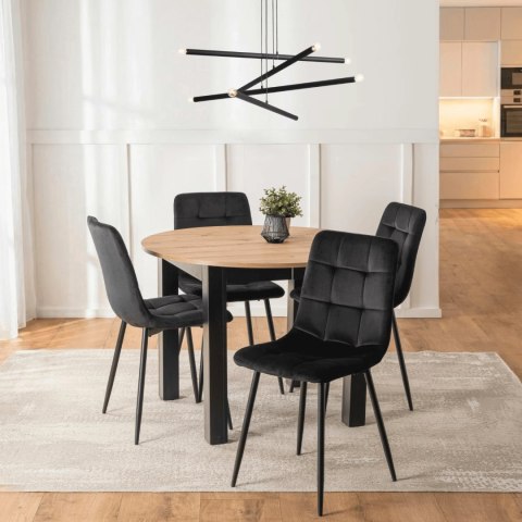 Zestaw Stół HARRY 102-142 cm Dąb Artisan/Czarny i 4 Krzesła PERU Czarne