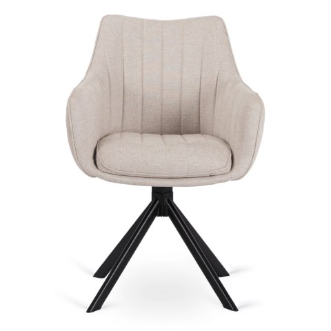 Zestaw Stół IBIZA 160-240 cm Czarny Marmur/Czarny i 4 Krzesła MUMBAI Kremowe