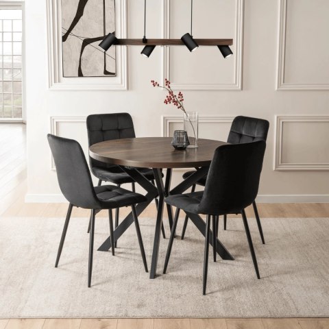 Zestaw Stół LUKAS 100-250 cm Orzech/Czarny i 4 Krzesła PERU Czarne