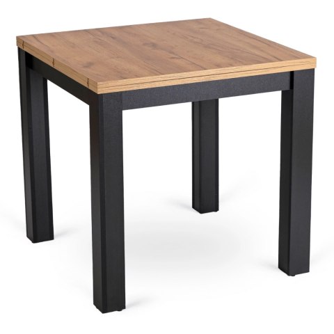 Zestaw Stół MAX 80-160 cm Dąb Craft/Czarny i 4 Krzesła PERU Czarne