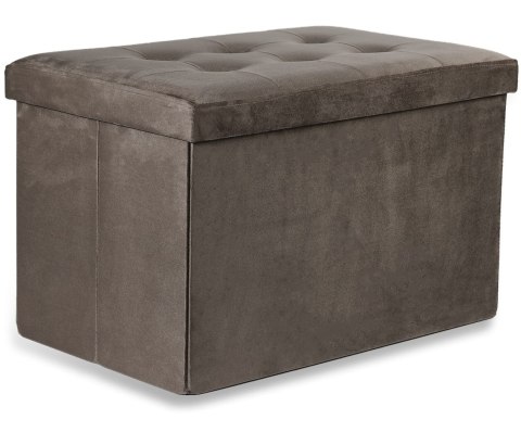 Pufa składana XL z guzikami - 60x38x38cm aksamit brąz x 4