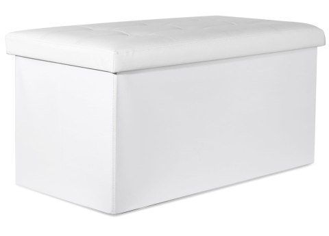 Pufa składana XXL z guzikami - 80x40x40cm ekoskóra biała