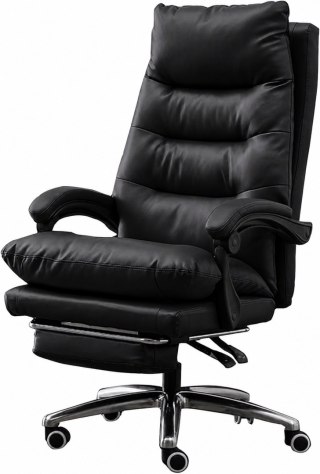 Fotel obrotowy do gabinetu WALIOR BLACK LEATHER PRO