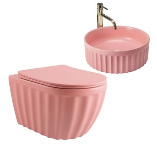 ZESTAW MISA WC + UMYWALKA DUO SWEET PINK MATT