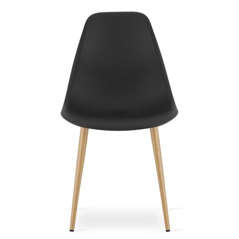 Zestaw Stół KAMI Okrągły 60cm - biały / naturalne nogi + 2 krzesła WAT czarne / nogi naturalne
