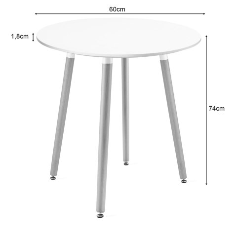 Zestaw Stół KAMI Okrągły 60cm - biały / naturalne nogi + 2 krzesła WAT czarne / nogi naturalne