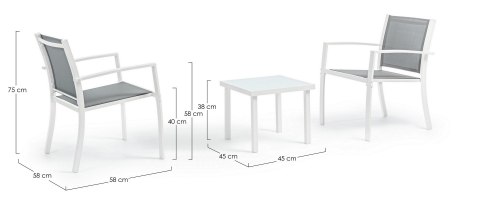 Bizzotto BIZZOTTO zestaw ogrodowy AURI biały / szary