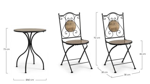 Bizzotto BIZZOTTO zestaw ogrodowy KANSAS brązowy / czarny