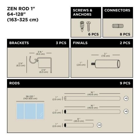Umbra UMBRA karnisz ZEN 163 - 325 cm srebrny