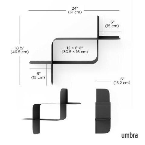 UMBRA zestaw 2 półek ściennych MONTAGE czarny