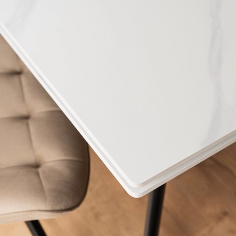 Stół LARES Ceramiczny Rozkładany 90-150 cm Biały Marmur/Czarny