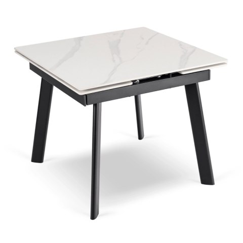 Stół LARES Ceramiczny Rozkładany 90-150 cm Biały Marmur/Czarny