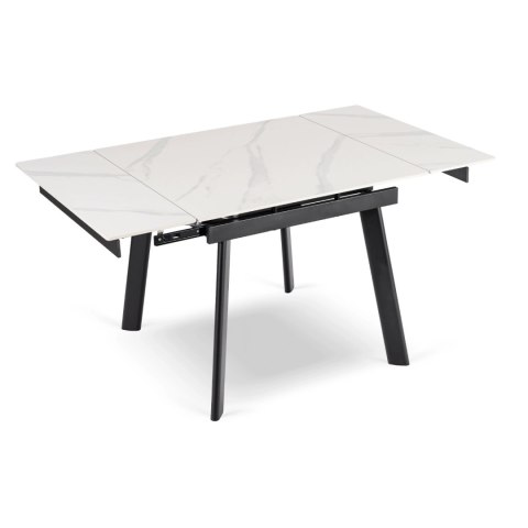 Stół LARES Ceramiczny Rozkładany 90-150 cm Biały Marmur/Czarny