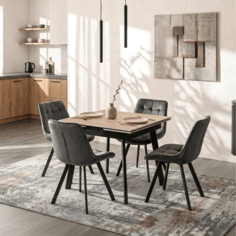 Stół LARES Ceramiczny Rozkładany 90-150 cm Dąb/Czarny