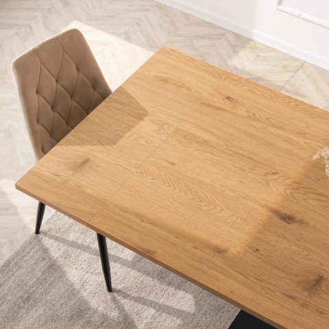 Stół REX Rozkładany 160-220 cm MDF Dąb/Czarny