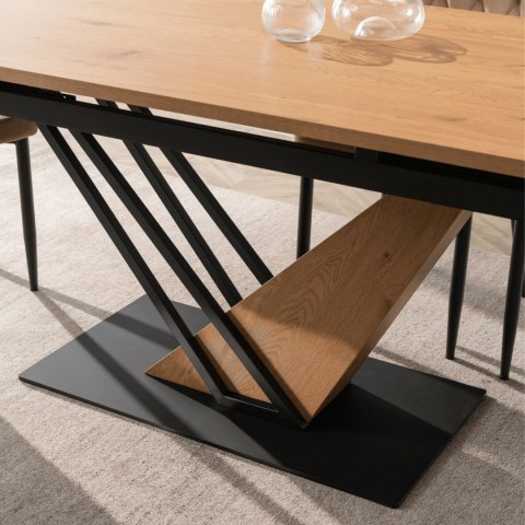 Stół REX Rozkładany 160-220 cm MDF Dąb/Czarny