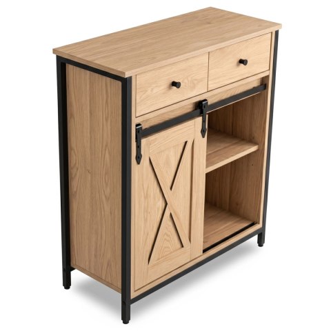 Komoda z Szufladami COLE 70 cm Dąb/Czarny