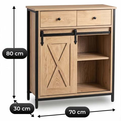 Komoda z Szufladami COLE 70 cm Dąb/Czarny