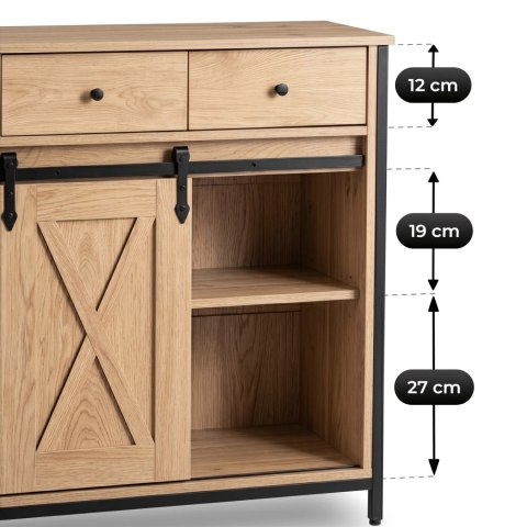 Komoda z Szufladami COLE 70 cm Dąb/Czarny