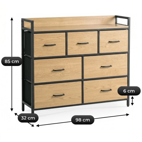 Komoda z Szufladami HUDSON 98 cm Dąb/Czarny
