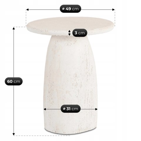 Stolik REES 49 cm Krem/Beż Nowoczesny